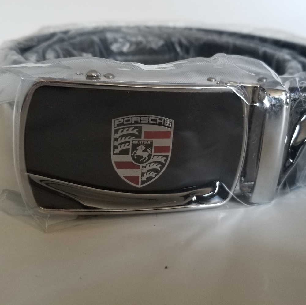 Brand New Porsche Leather Belt with Silver Buckle Size 50/125